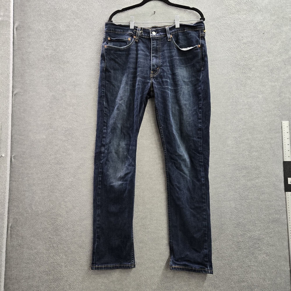 Levi's 514 Men Jeans 34X32 Dark Blue Denim Straight Fit Logo 31" Inseam